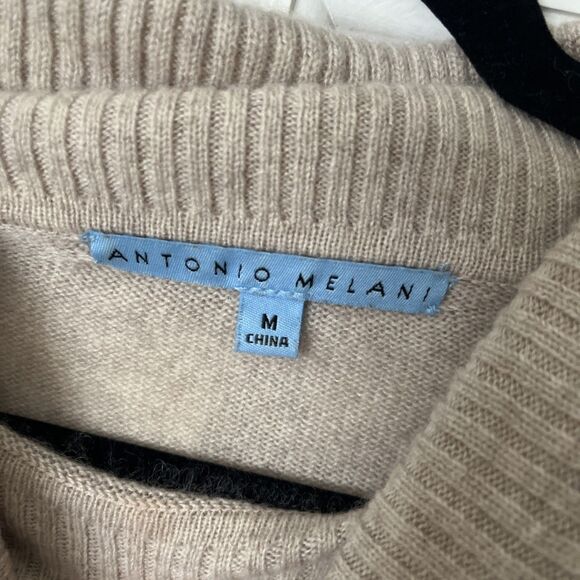 Antonio Melani Turtleneck Sweater Women Medium Cashmere Tan Oversized Luxury - Picture 2 of 7